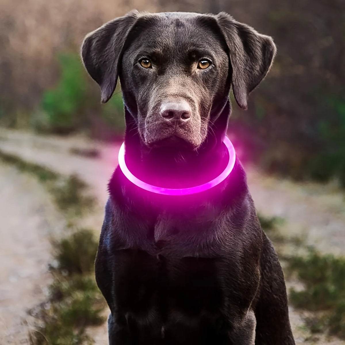 LED Light-Up Dog Collar — USB Rechargeable | Seen from 300m at Night