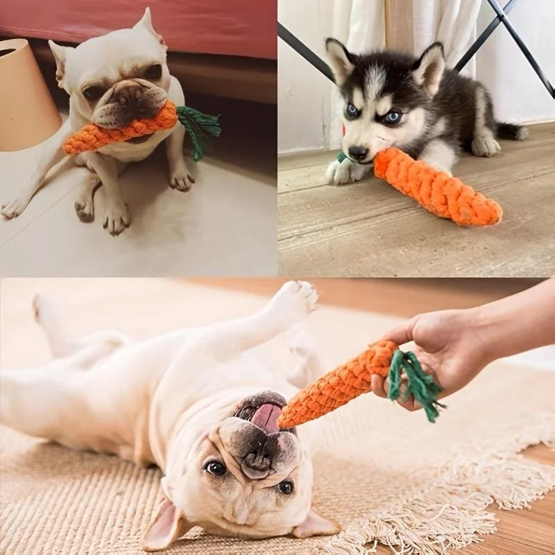 Carrot Shaped Cotton Rope Chew Toy for Dogs