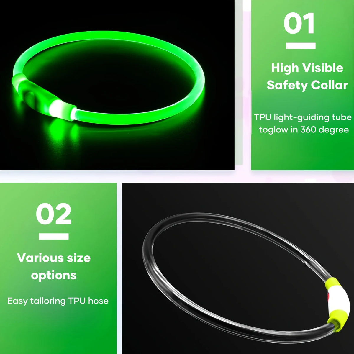 LED Light-Up Dog Collar — USB Rechargeable | Seen from 300m at Night