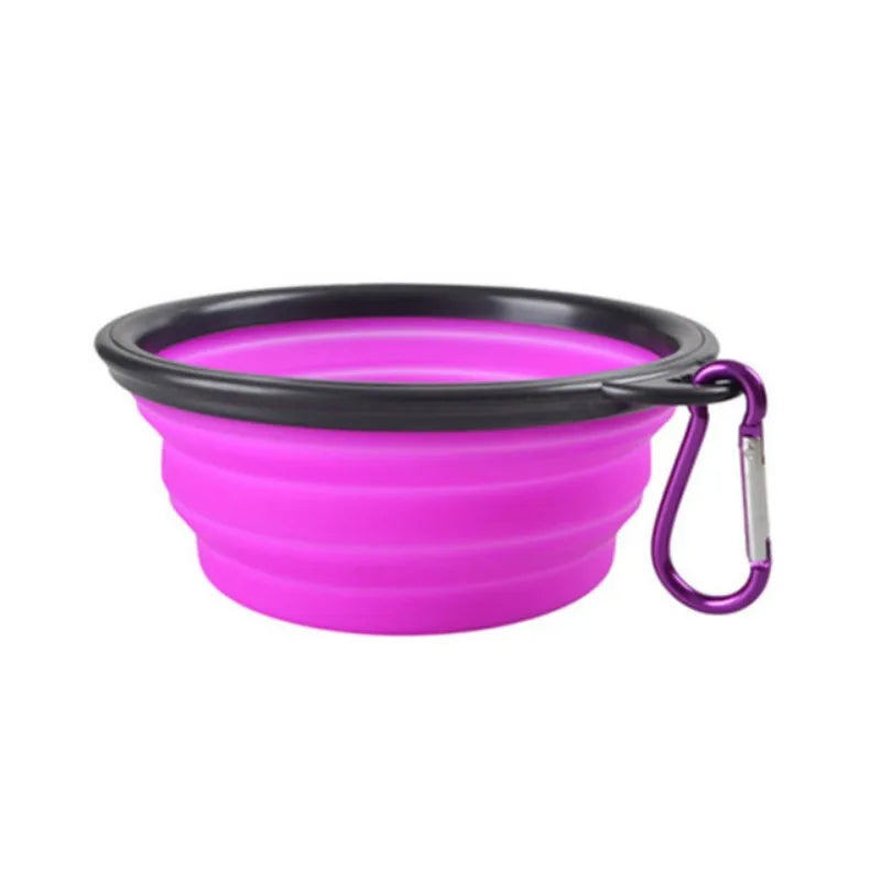 Collapsible Silicone Dog Bowl with Carabiner Clip