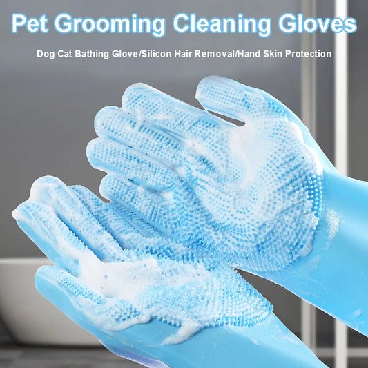 Deshedding Pet Grooming Glove with Soft Silicone Tips