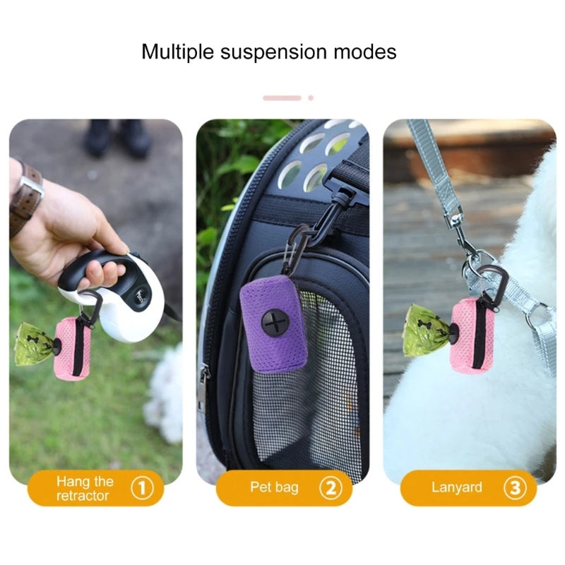 Dog Waste Bag Dispenser with Clip-On Leash Holder