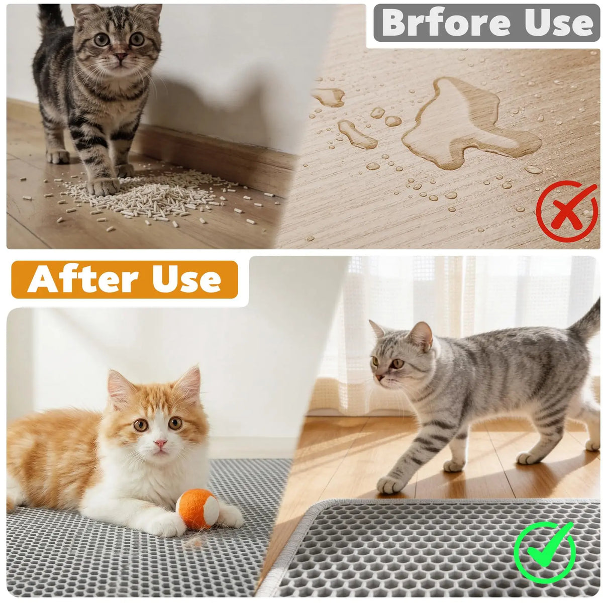 Double Layer Cat Litter Mat, Waterproof Non Slip Litter Trapping Mat