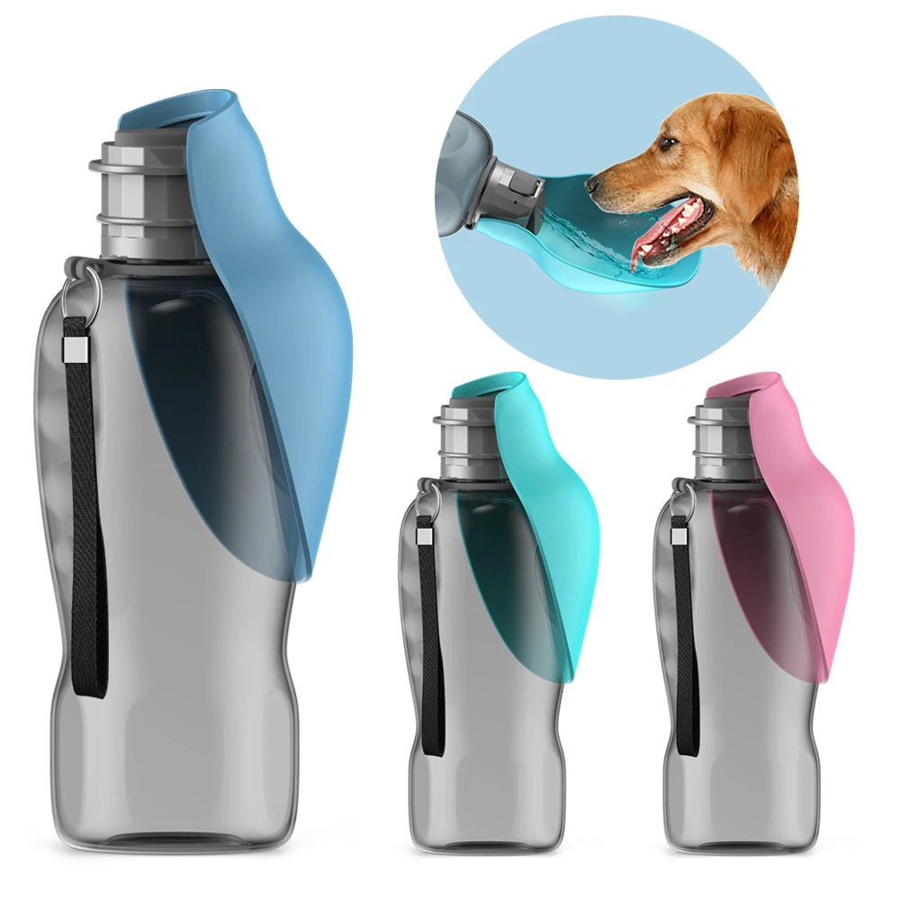 Portable Dog Water Bottle with Built-In Bowl