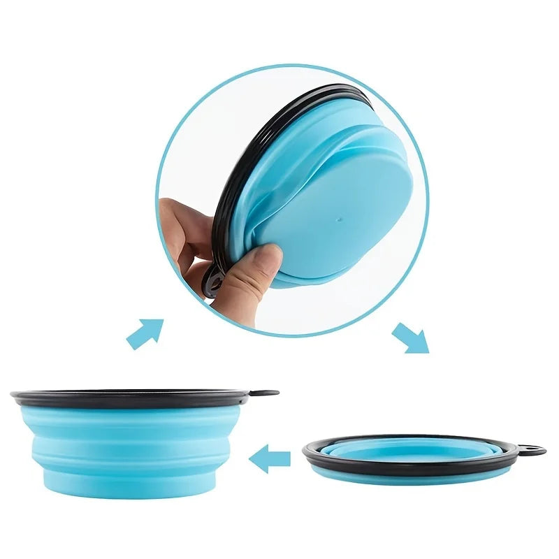 Collapsible Silicone Dog Bowl with Carabiner Clip