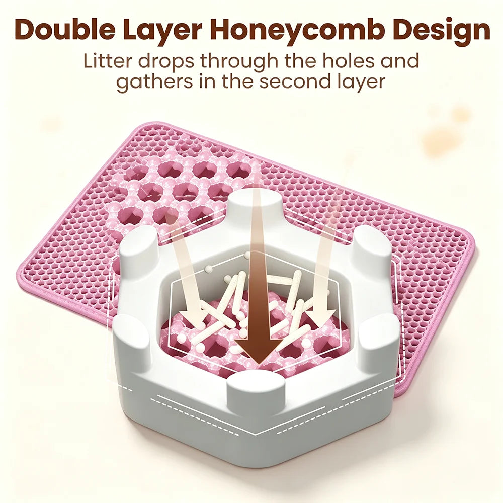 Double Layer Cat Litter Mat, Waterproof Non Slip Litter Trapping Mat