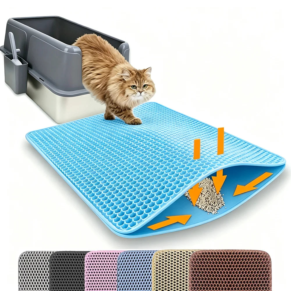 Double Layer Cat Litter Mat, Waterproof Non Slip Litter Trapping Mat