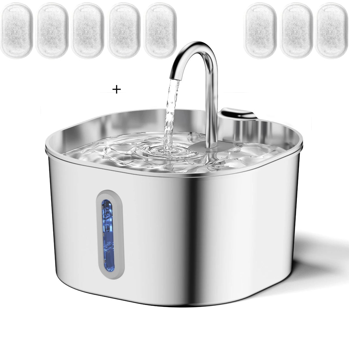 Stainless Steel Cat Water Fountain Automatic Pet Drinking Dispenser 2.2L