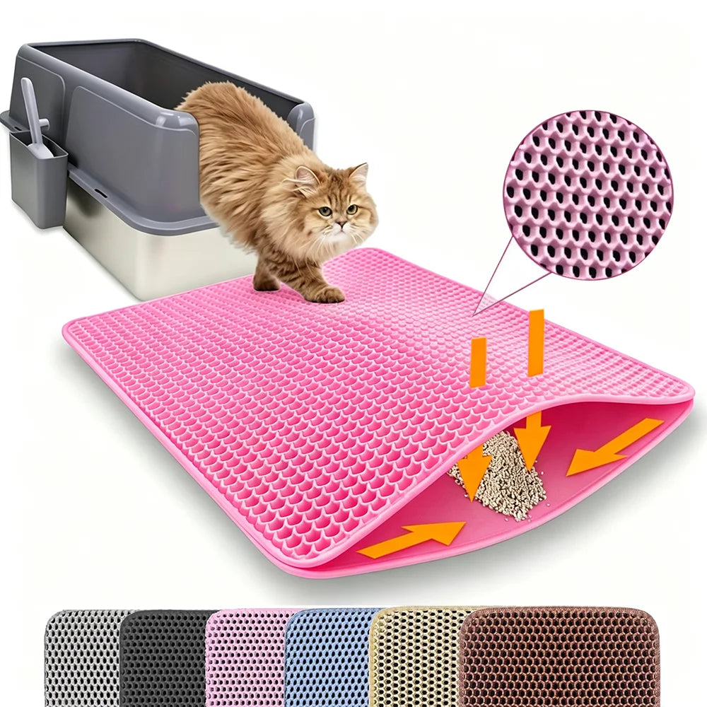 Double Layer Cat Litter Mat, Waterproof Non Slip Litter Trapping Mat