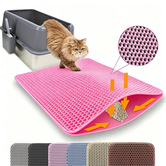 Double Layer Cat Litter Mat, Waterproof Non Slip Litter Trapping Mat