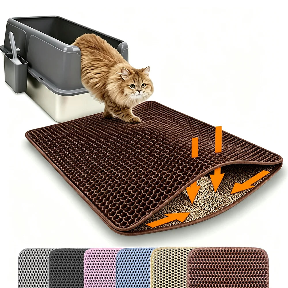 Double Layer Cat Litter Mat, Waterproof Non Slip Litter Trapping Mat