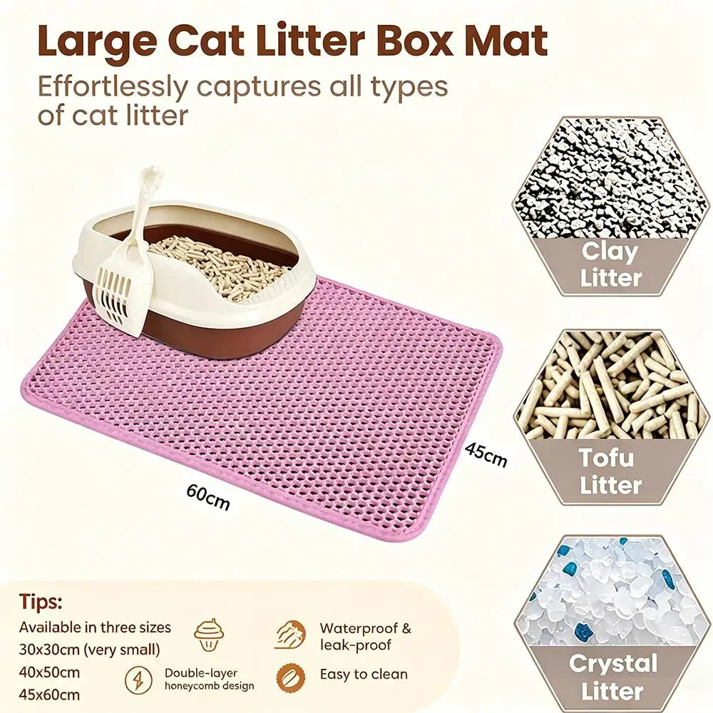 Double Layer Cat Litter Mat, Waterproof Non Slip Litter Trapping Mat