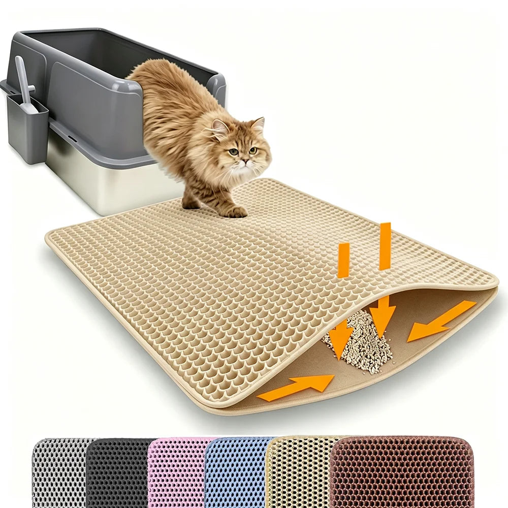Double Layer Cat Litter Mat, Waterproof Non Slip Litter Trapping Mat