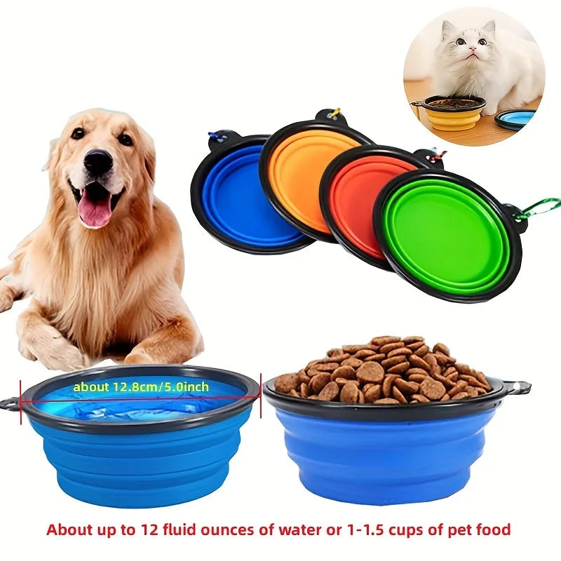 Collapsible Silicone Dog Bowl with Carabiner Clip