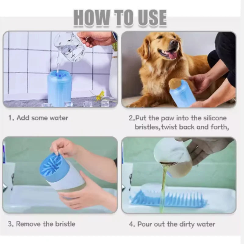 Dog Paw Cleaner Cup with Soft Silicone Bristles