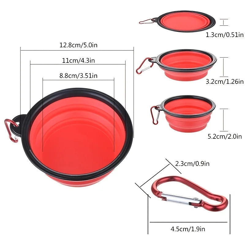 Collapsible Silicone Dog Bowl with Carabiner Clip