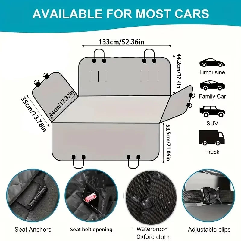 Waterproof Dog Car Seat Cover Hammock with Side Flaps