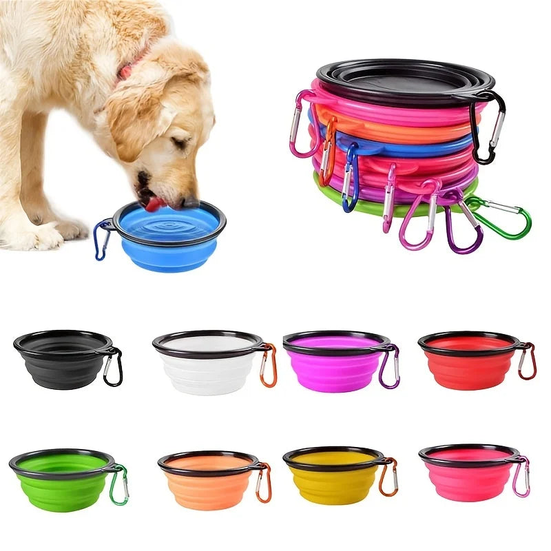 Collapsible Silicone Dog Bowl with Carabiner Clip