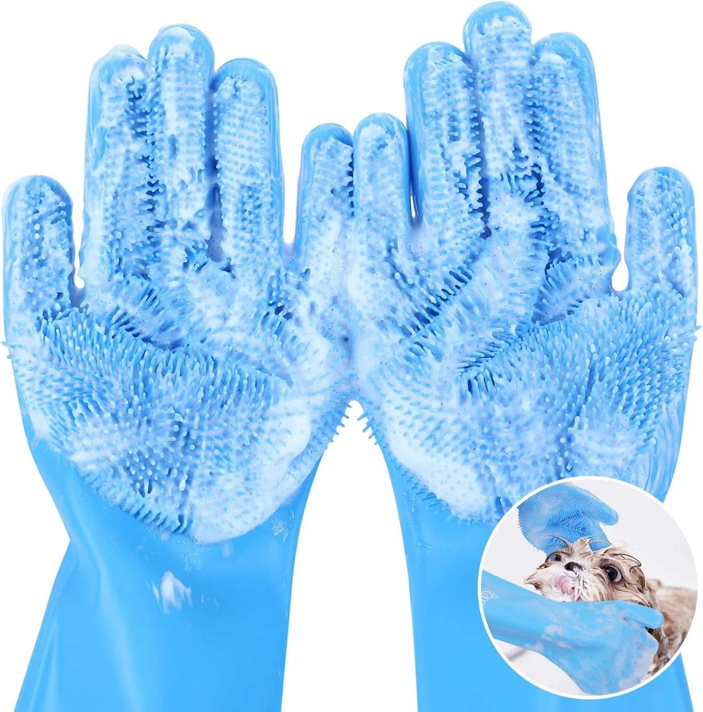 Deshedding Pet Grooming Glove with Soft Silicone Tips