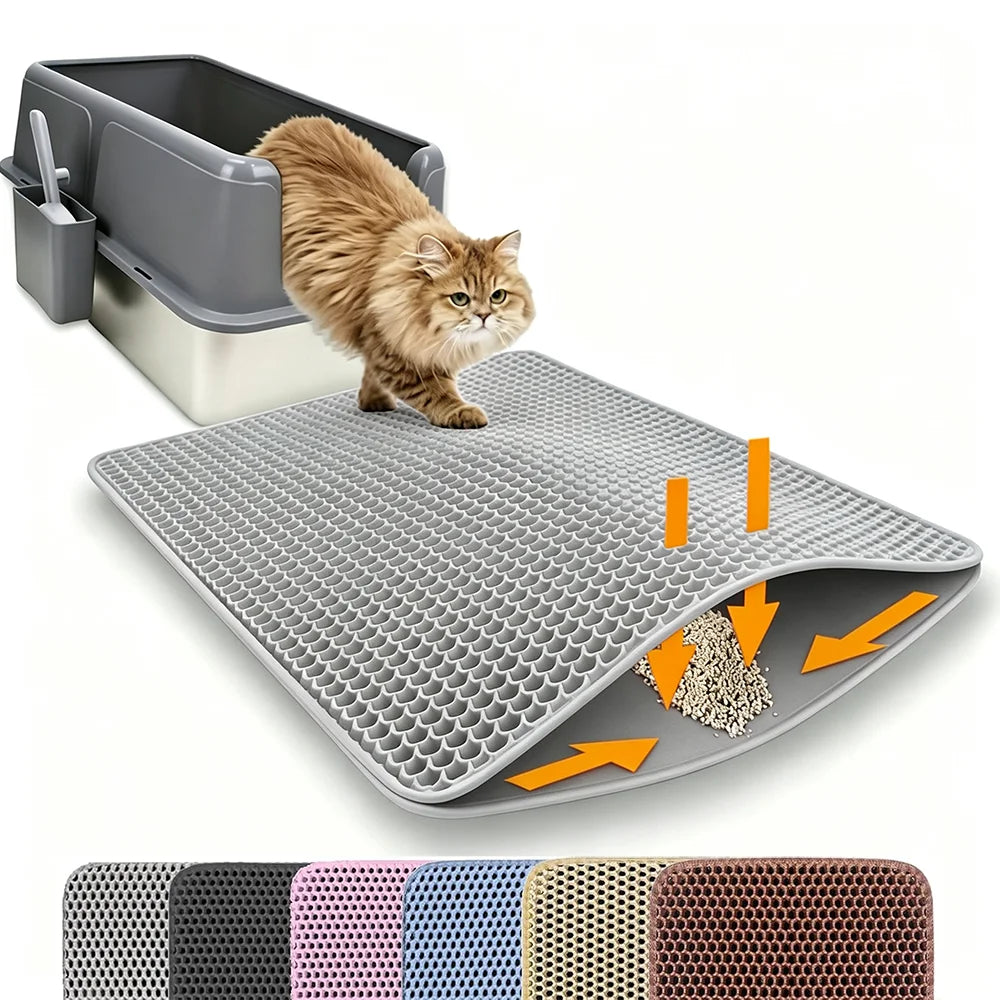 Double Layer Cat Litter Mat, Waterproof Non Slip Litter Trapping Mat