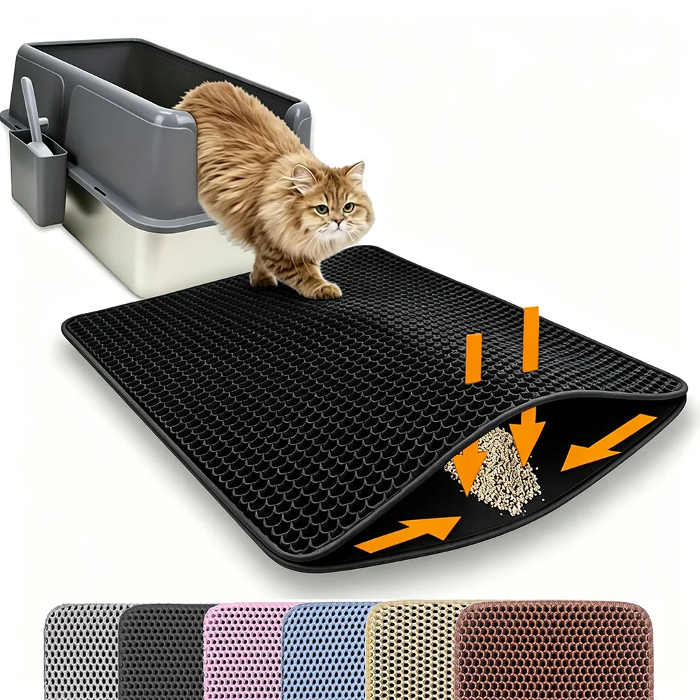 Double Layer Cat Litter Mat, Waterproof Non Slip Litter Trapping Mat